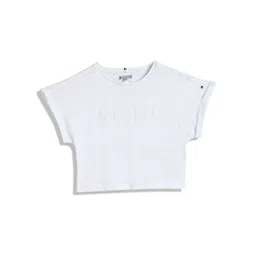 Tommy Hilfiger Girls Typography Printed Round Neck Cotton Relaxed Fit T-shirt-picture-13