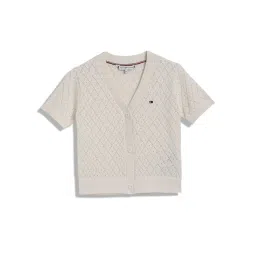 TOMMY HILFIGER Girls Yellow Cotton Striped Cardigan-picture-23