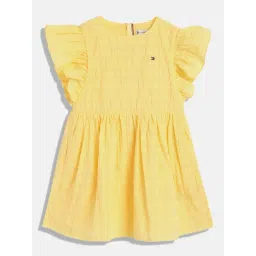 TOMMY HILFIGER Girls Yellow Cotton Striped Dress-picture-10