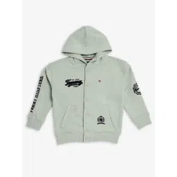 TOMMY HILFIGER Green Boys Embroidered Logo Relaxed Fit Cotton Jacket-picture-17