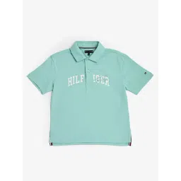 TOMMY HILFIGER Green Boys Logo Relaxed Fit Cotton Polo T-Shirt-picture-15