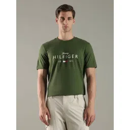Tommy Hilfiger Green Cotton Regular Fit Logo Printed T-Shirt-picture-21