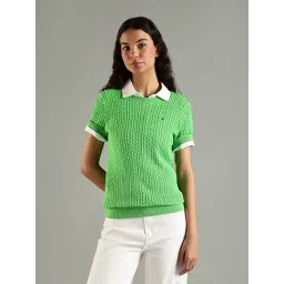 Tommy Hilfiger Green Cotton Regular Fit Texture Sweater-picture-28