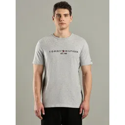 TOMMY HILFIGER Grey Cotton Regular Fit Logo T-Shirt-picture-42