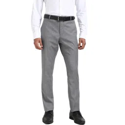 TOMMY HILFIGER Grey Cotton Regular Fit Solid Trousers-picture-25