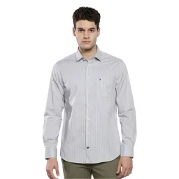 Tommy Hilfiger Grey Cotton Regular Fit Striped Shirt-picture-29