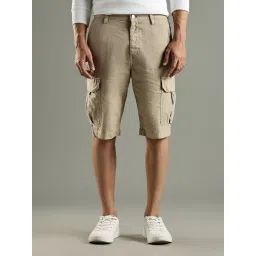 Tommy Hilfiger Khaki Cotton Regular Fit Self Pattern Cargo Shorts-picture-22