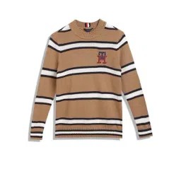 Tommy Hilfiger Kids Beige Striped Full Sleeves Sweater-picture-34