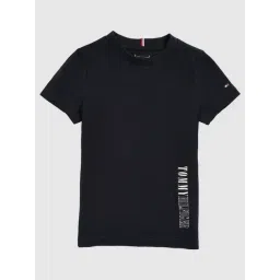 Tommy Hilfiger Kids Blue Cotton Regular Fit Logo Printed T-Shirt-picture-25