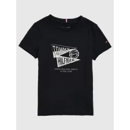 Tommy Hilfiger Kids Blue Cotton Regular Fit Logo Printed T-Shirt-picture-27