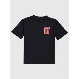 Tommy Hilfiger Kids Blue Cotton Relaxed Fit Logo Printed T-Shirt-picture-27