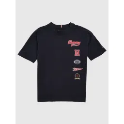 Tommy Hilfiger Kids Blue Cotton Relaxed Fit Logo Printed T-Shirt-picture-22