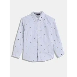 Tommy Hilfiger Kids Breezy Blue Printed Regular Fit Shirt-image-8