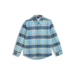 Tommy Hilfiger Kids Copenhagen Blue Checks Regular Fit Shirt-picture-29