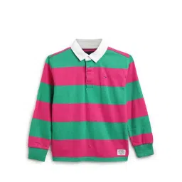 Tommy Hilfiger Kids Green Malachite & Pink Striped Regular Fit Sweatshirt-picture-38