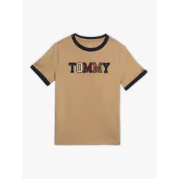 Tommy Hilfiger Kids Khaki Cotton Regular Fit Embroidered T-Shirt-picture-22