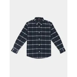 Tommy Hilfiger Kids Navy Cotton Regular Fit Checks Shirt-image-30