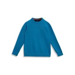 Tommy Hilfiger Kids New Teal Cotton Regular Fit Full Sleeves Sweater-picture-28