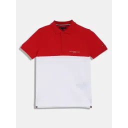 Tommy Hilfiger Kids Primary Red & White Colorblock Regular Fit Polo T-Shirt-picture-18