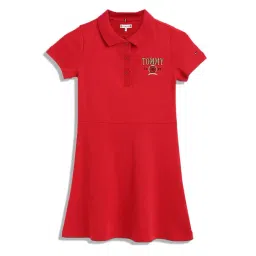 Tommy Hilfiger Kids Primary Red Embroidery Regular Fit Dress-picture-13