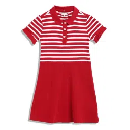 Tommy Hilfiger Kids Primary Red Striped Slim Fit Dress-picture-17