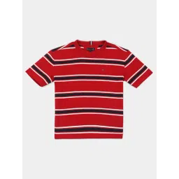Tommy Hilfiger Kids Red Cotton Relaxed Fit Striped T-Shirt-picture-24