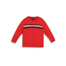Tommy Hilfiger Kids Red Self Design Full Sleeves Sweater-picture-47