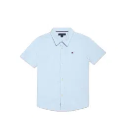 Tommy Hilfiger Kids Whimsical Blue Cotton Regular Fit Shirt-image-12