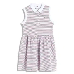 Tommy Hilfiger Kids White & Blue Striped Regular Fit Dress-picture-36