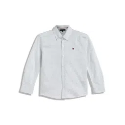 Tommy Hilfiger Kids White Base & Green Printed Regular Fit Shirt-picture-45