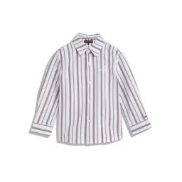 Tommy Hilfiger Kids White Striped Regular Fit Shirt-picture-28