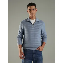 Tommy Hilfiger Light Blue Cotton Regular Fit Texture Sweatshirt-picture-13