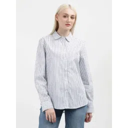 TOMMY HILFIGER Light Blue Cotton Striped Shirt-picture-27