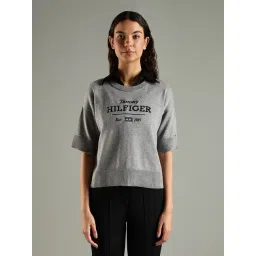 TOMMY HILFIGER Med Grey Htr Relaxed Fit Cotton Crew Neck Sweater-picture-16