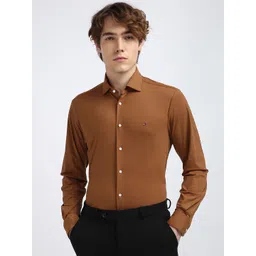 Tommy Hilfiger Men Classic Spread Collar Solid Nylon Slim Fit Formal Shirt-picture-33