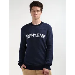 Tommy Hilfiger Men Ribbed Typography Round Neck Cotton Pullover-picture-41