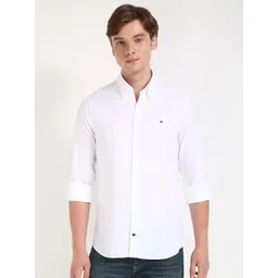 Tommy Hilfiger Men Slim Fit Button-Down Collar Solid Cotton Casual Shirt-picture-14