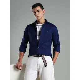 Tommy Hilfiger Men Slim Fit Solid Spread Collar Cotton Casual Shirt-picture-21