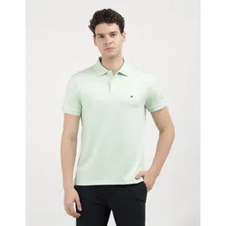tommy hilfiger Men Solid Polo Neck Cotton Blend Green T-Shirt-picture-14
