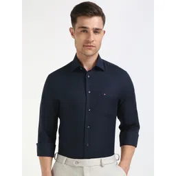 Tommy Hilfiger Men Spread Collar Solid Cotton Slim Fit Formal Shirt-picture-32