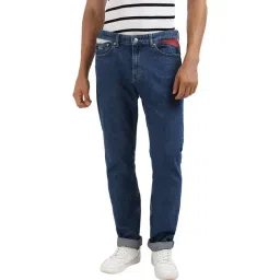 Tommy Hilfiger Mid Blue Cotton Solid Men Straight Fit Jeans-picture-43