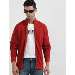 Tommy Hilfiger Mock Collar Long Sleeve Front Open Sweater-picture-35