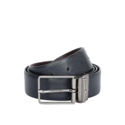 Tommy Hilfiger Navy & Brown Leather Reversible Belt for Men-picture-29