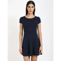 Tommy Hilfiger Navy Cotton Flare Fit Dress-picture-11