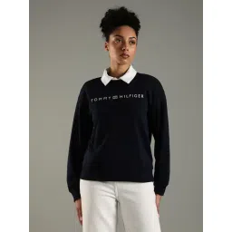 Tommy Hilfiger Navy Cotton Regular Fit Logo Printed Sweatshirt-picture-43