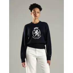 Tommy Hilfiger Navy Cotton Regular Fit Logo Printed Sweatshirt-picture-33