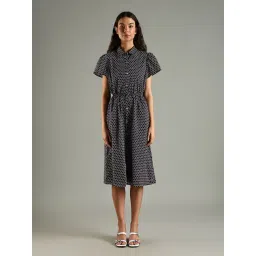 Tommy Hilfiger Navy Cotton Regular Fit Printed Dress-picture-20