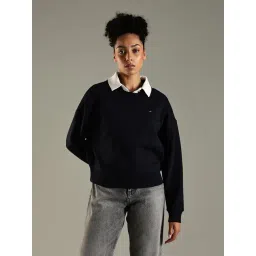 Tommy Hilfiger Navy Cotton Regular Fit Sweatshirt-picture-19