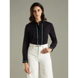 Tommy Hilfiger Navy Relaxed Fit Printed Shirt-picture-48