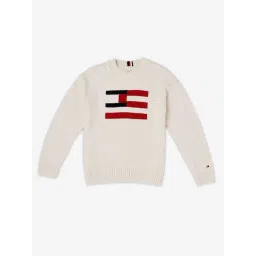 TOMMY HILFIGER Off White Boys Logo Relaxed Fit Cotton Sweater-picture-20
